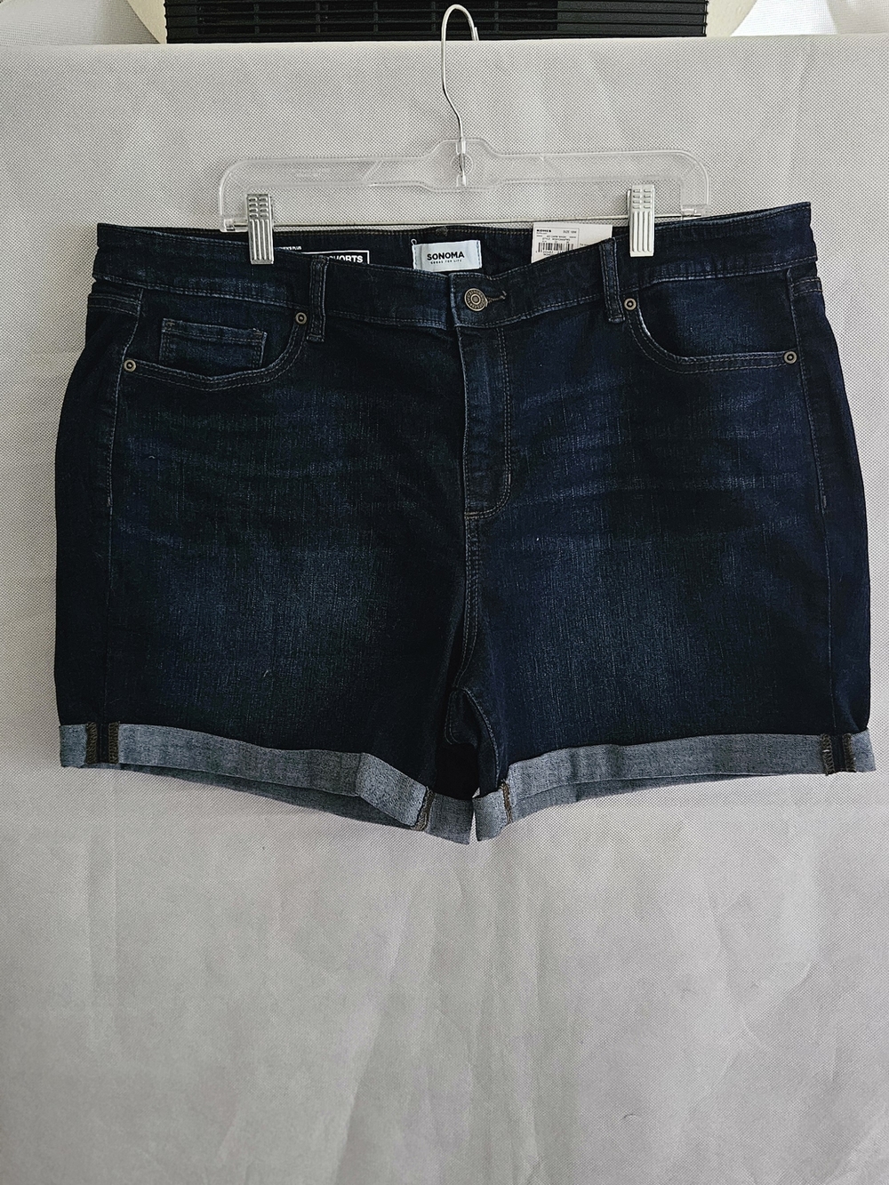 SONOMA Mid-Rise Dark Blue Wash Denim Roll-Cuff Women's Shorts Pkus Size 18W